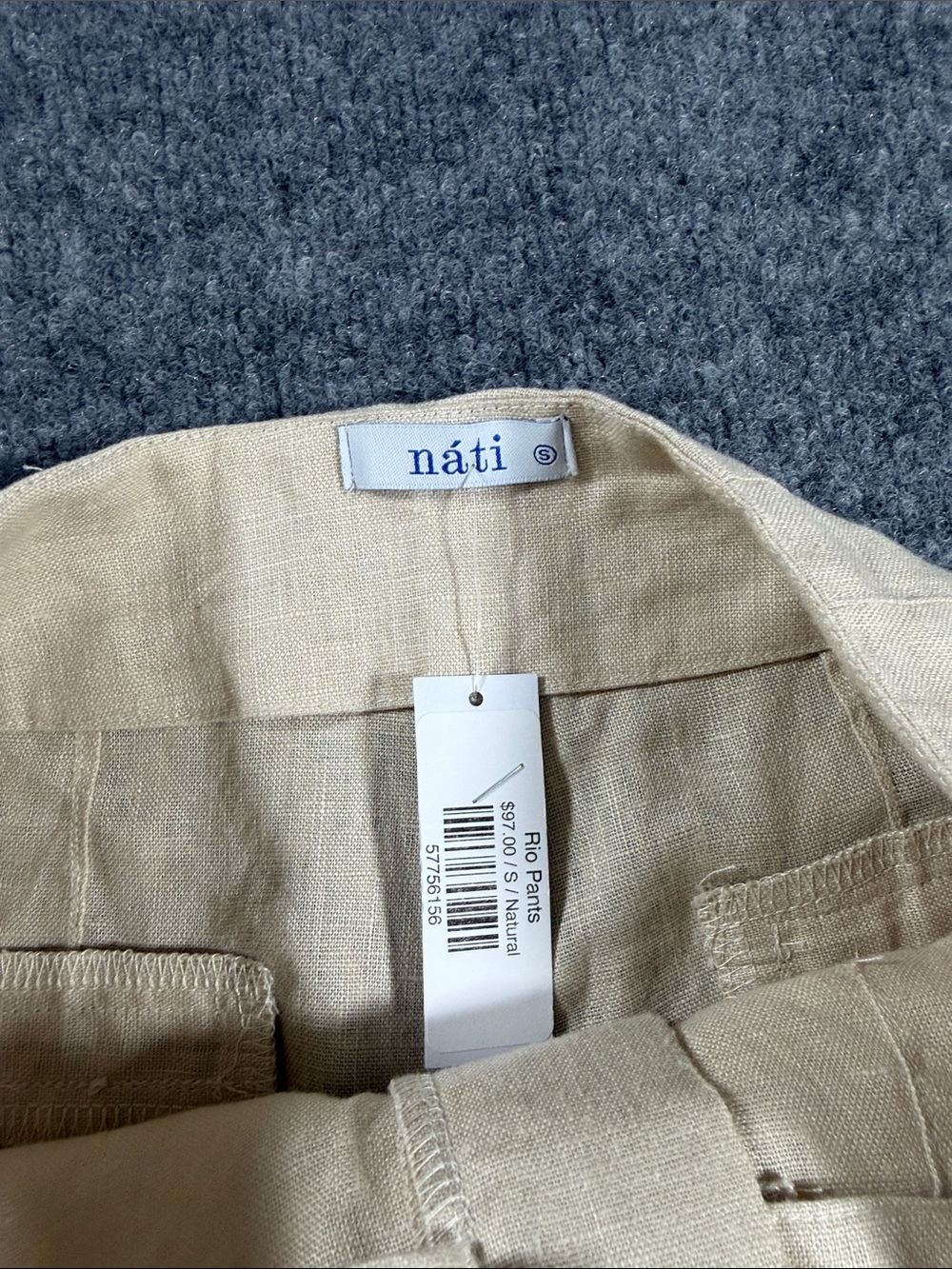 Nati Rio Wide Leg Linen Blend Pants in Beige - Picture 4 of 6